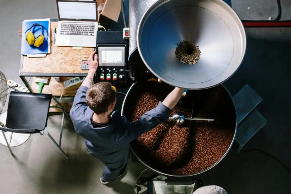 Industrial coffee roasting.