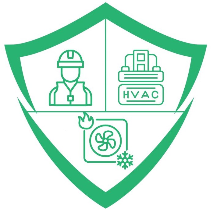 Green shield icon for HVAC maintenance and professional service.