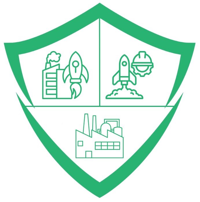 Green shield icon for aerospace and industrial sectors.