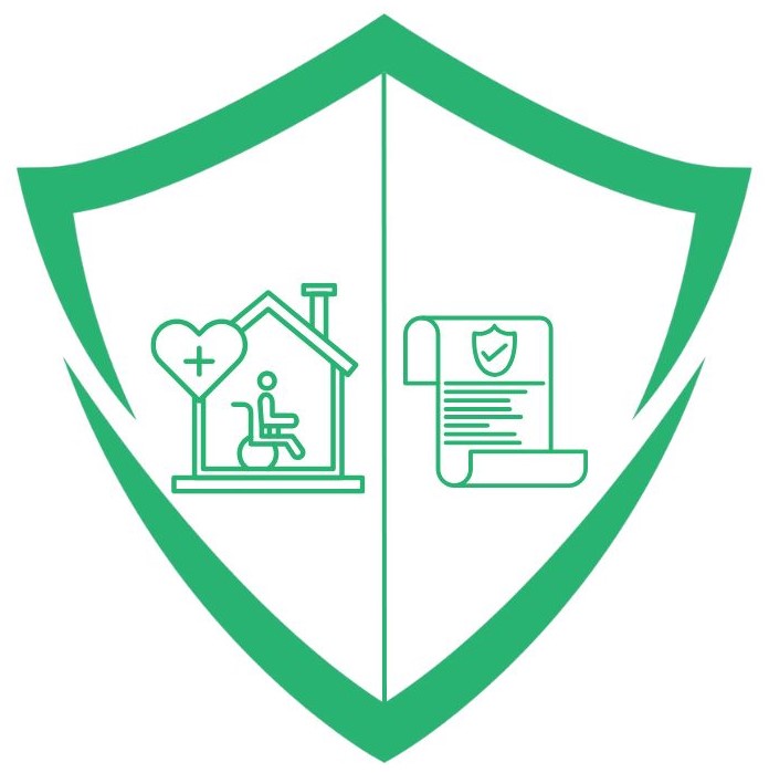 Specialized home care and insurance shield.