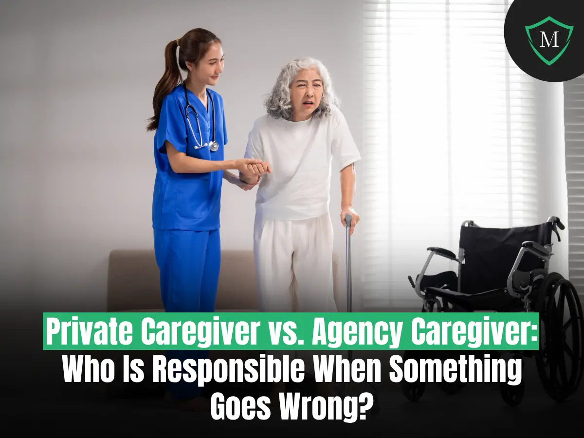 A nurse in blue scrubs is assisting an elderly woman who is using a cane.