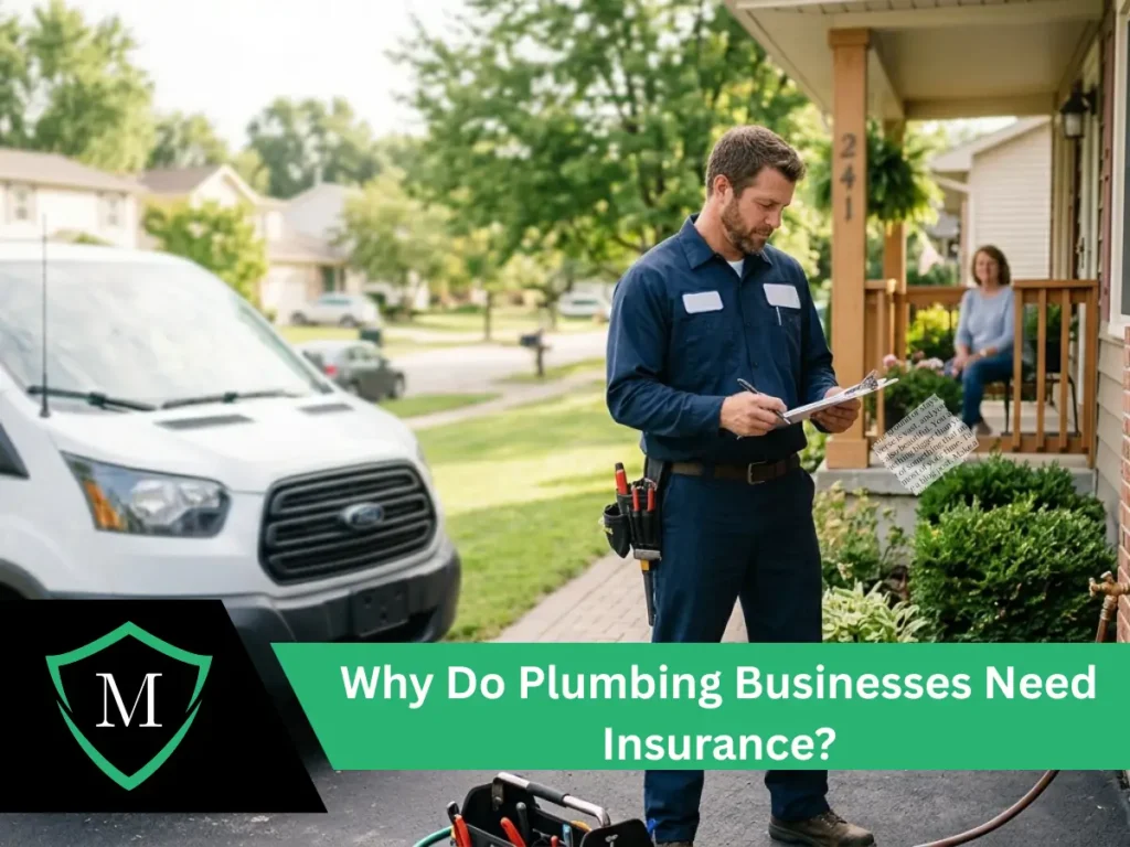 Professional plumber filling out paperwork on a clipboard near his service van.
