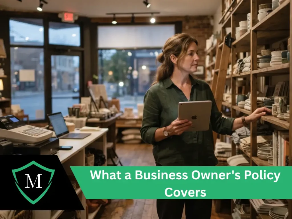 Small business owner holding tablet while checking merchandise stock on shelves inside her retail shop.